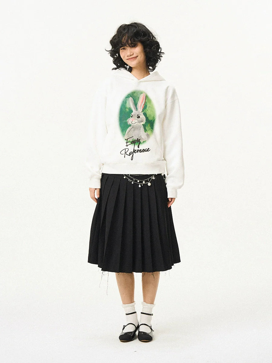 EMPTY REFERENCE Watercolor Rabbit Print Hoodie