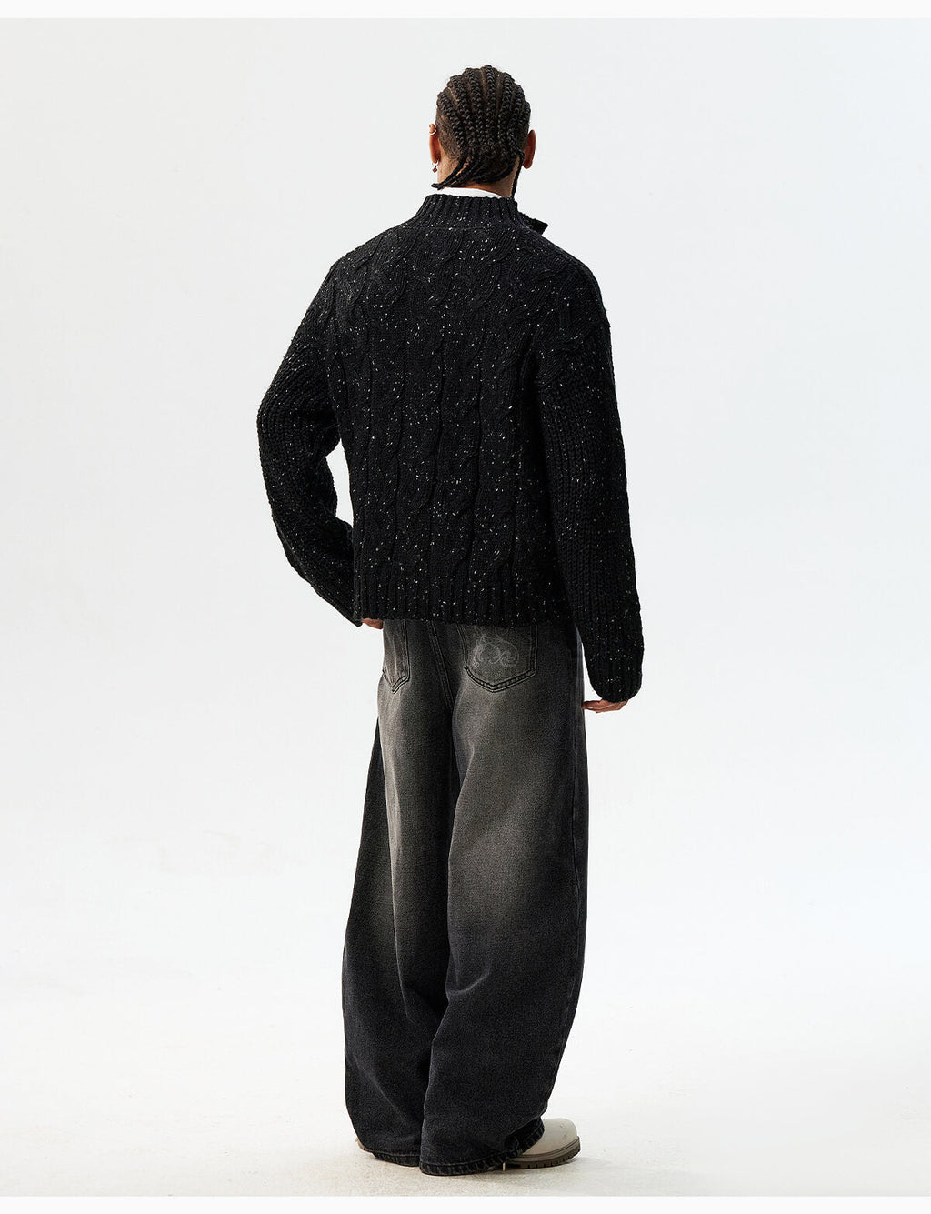 MEDM Speckled Cable Knit Cardigan