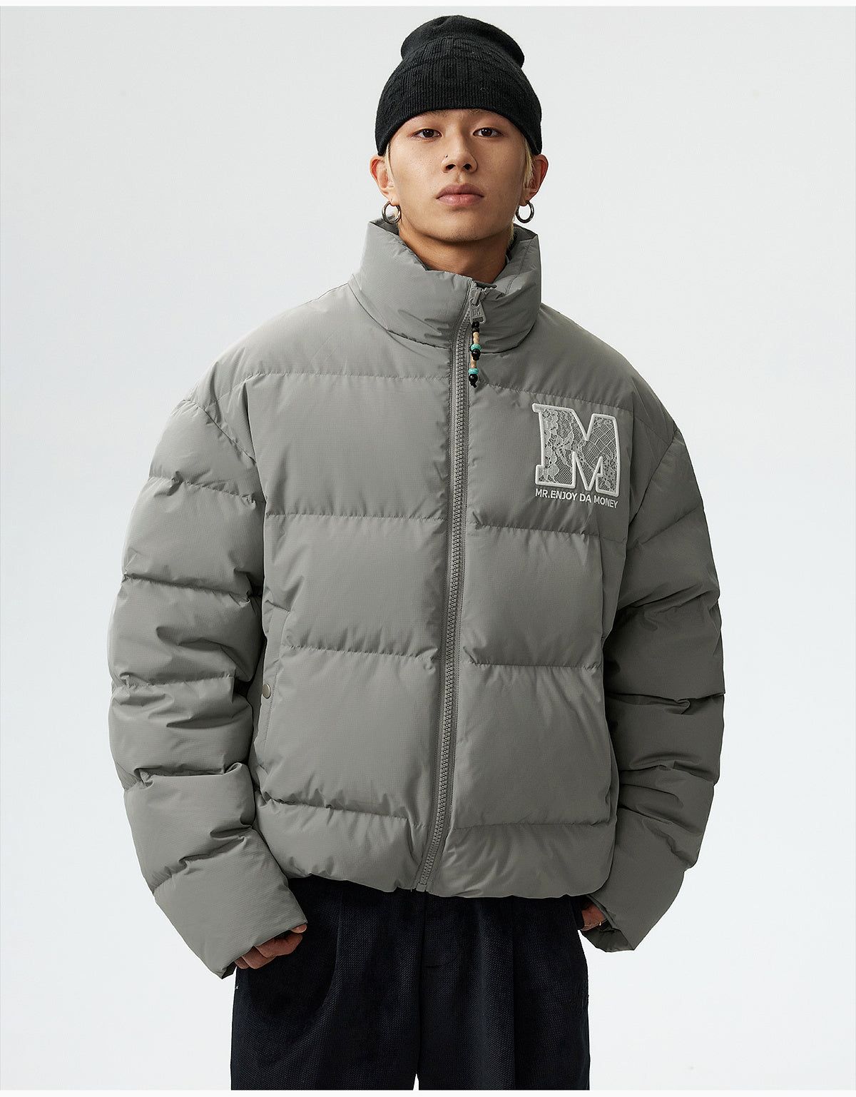 MEDM 3D Embroidered Lace Puffer Jacket