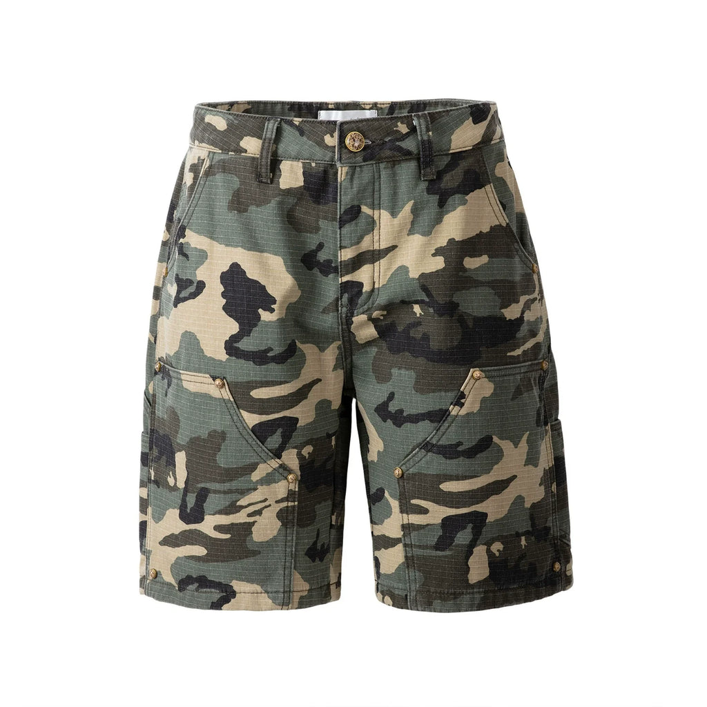 F3F Select Ripstop Double Knee Camouflage Studs Work Shorts
