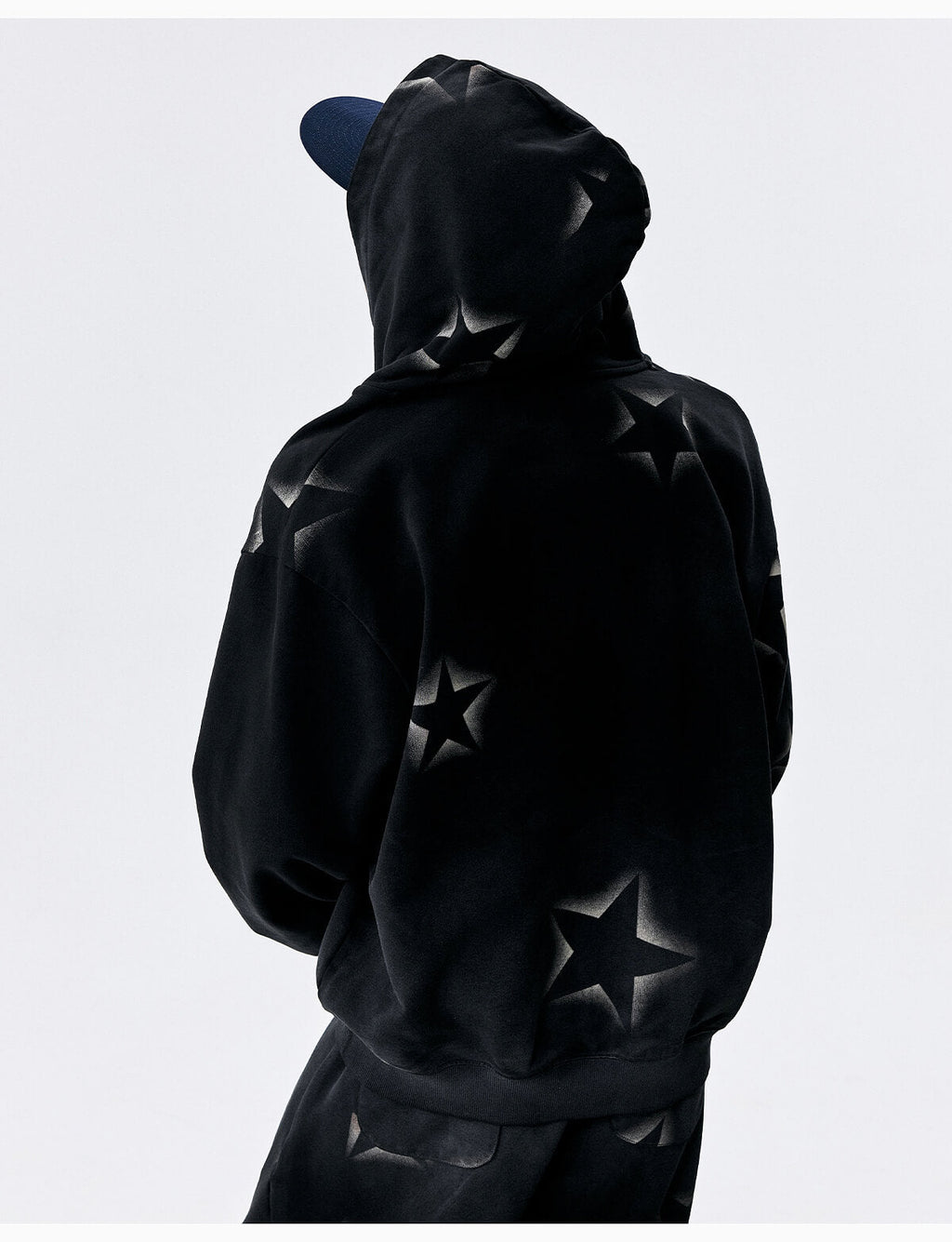 MEDM Washed Star All Over Print Zip Up Hoodie