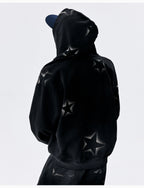 MEDM Washed Star All Over Print Zip Up Hoodie