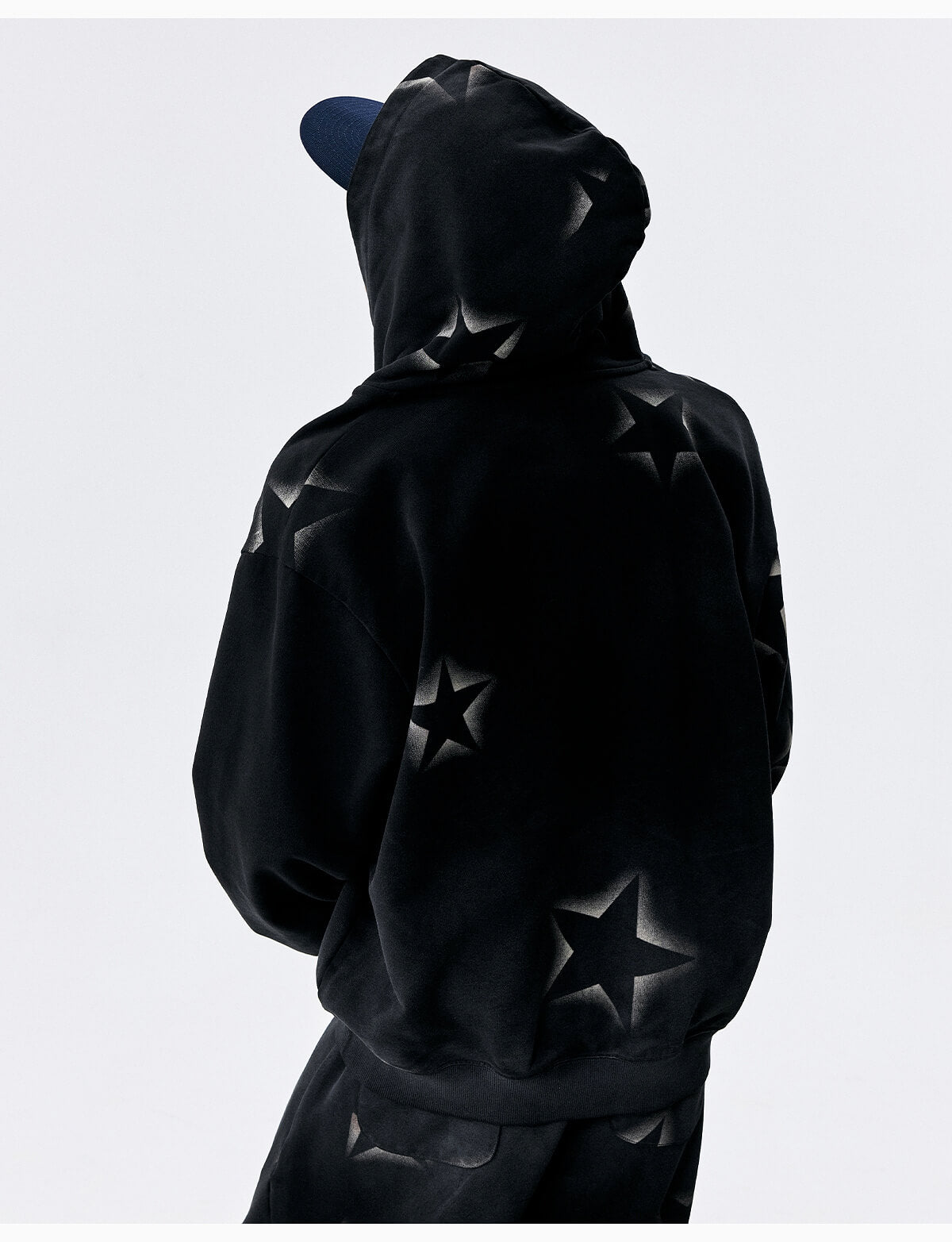 MEDM Washed Star All Over Print Zip Up Hoodie