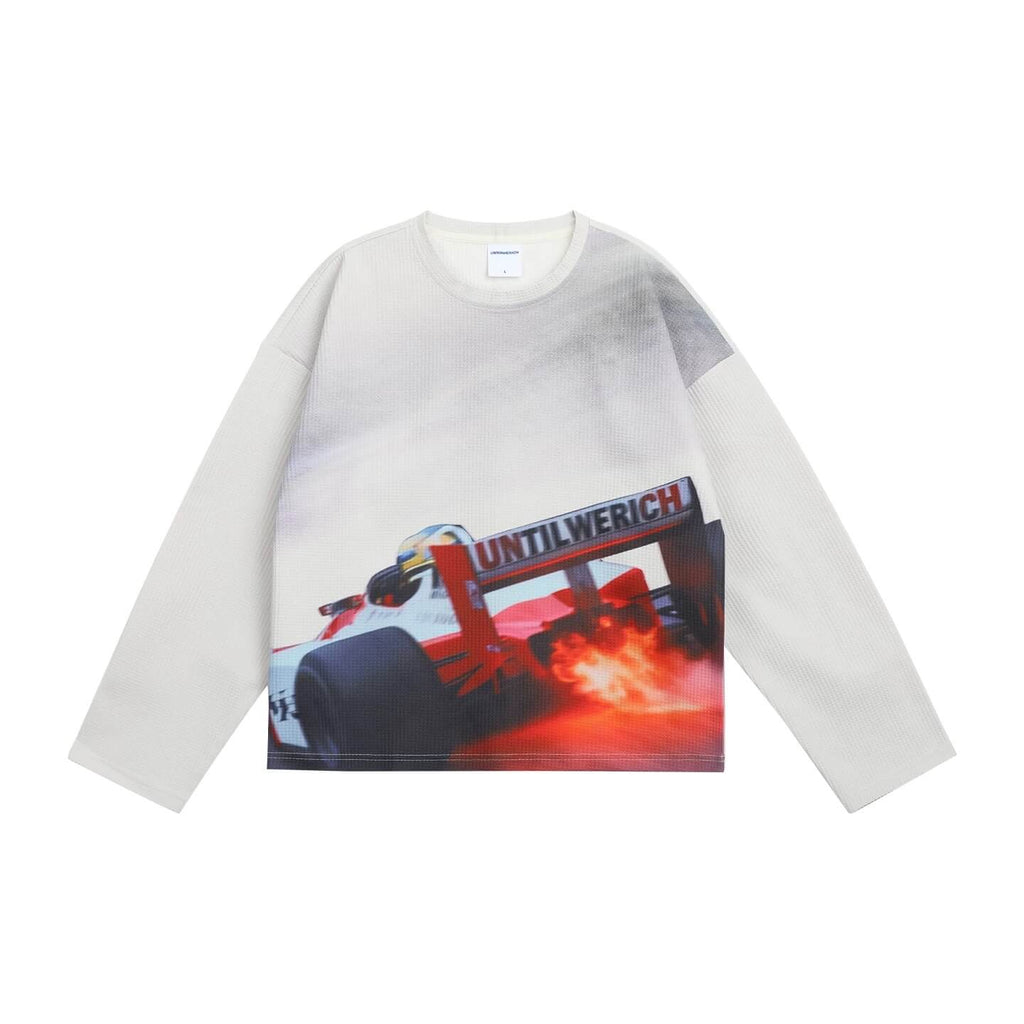 UNTILWERICH Racing Graphic Waffle Long Sleeve Tee