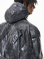 BLIND NO PLAN Wrinkled Hooded Short Bomber Jacket