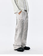 MEDM Gemstone Studded Double Knee Washed Jeans