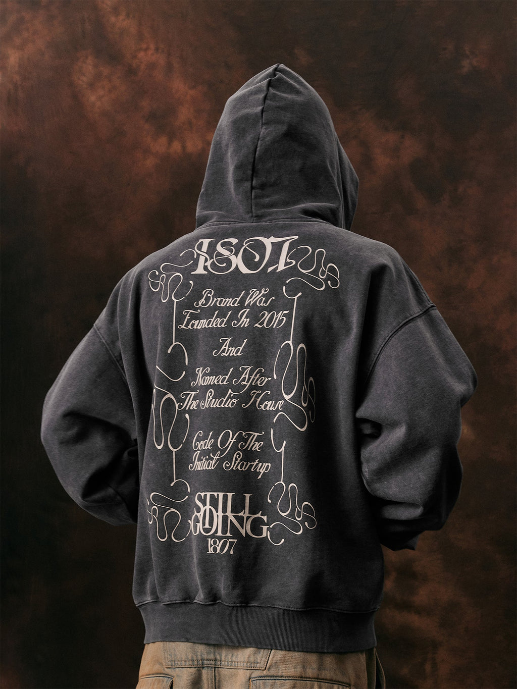 1807 STILL GOING Floral Print Washed Aged Hoodie