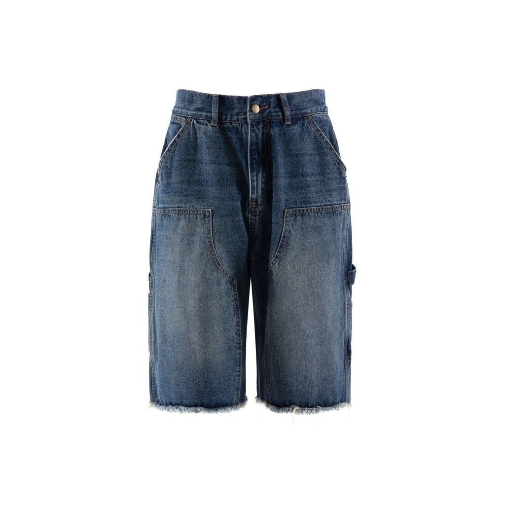 LIBERAFIT Double Knee Washed Denim Shorts