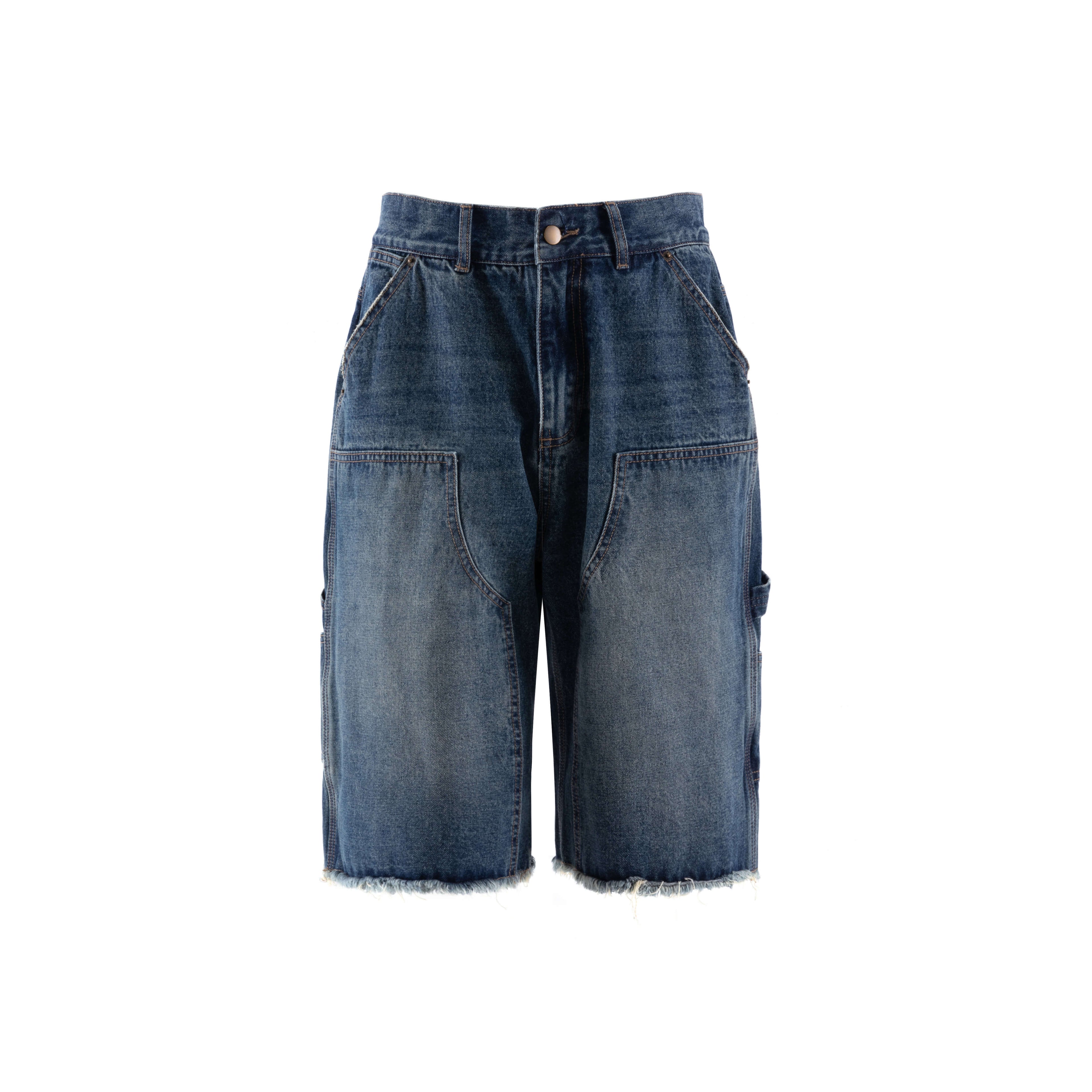 LIBERAFIT Double Knee Washed Denim Shorts