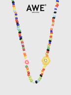 AWE Colorful Bead Smiley Flower Necklace