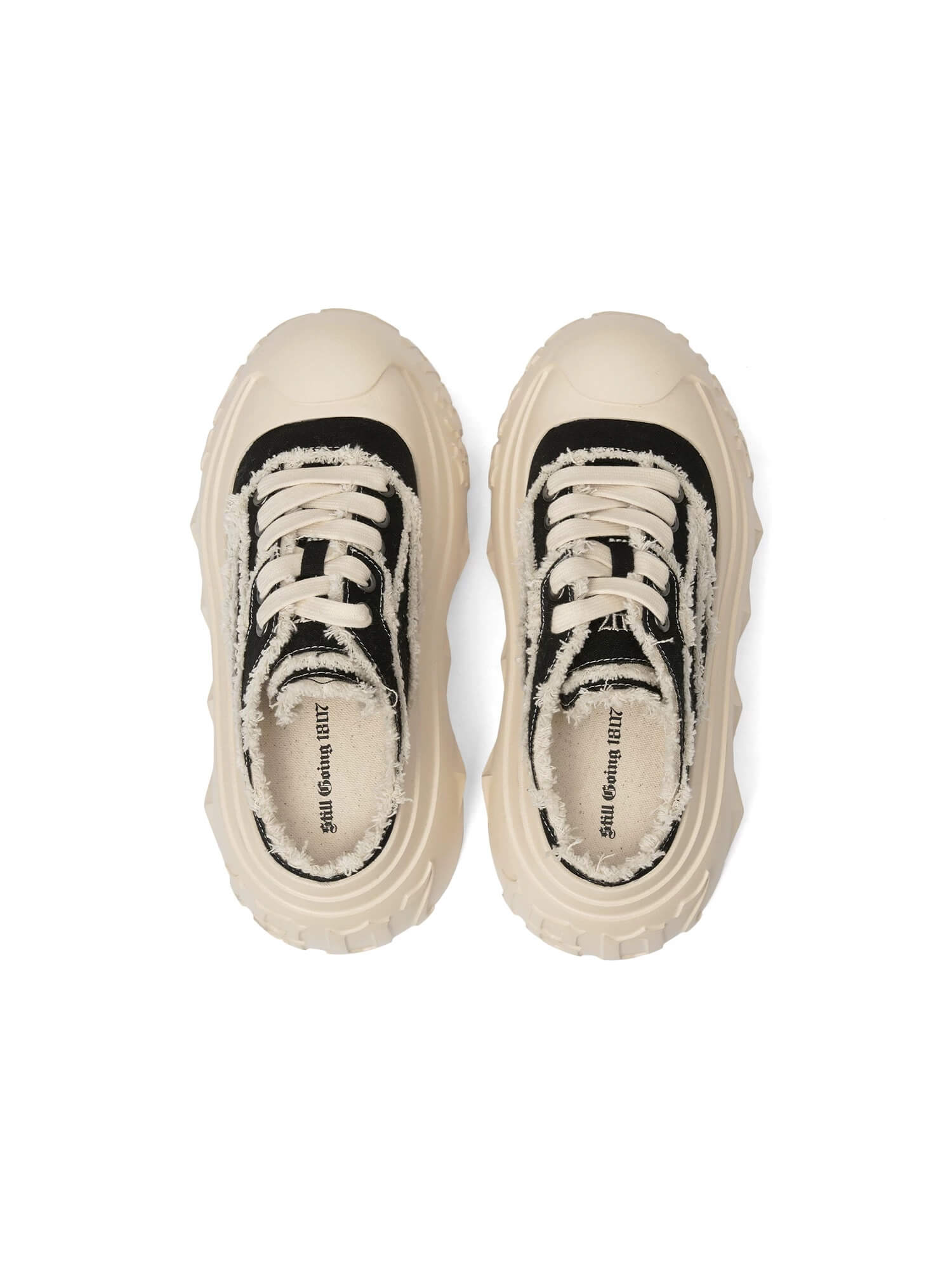1807 INF-008 Gothic Lace Up Canvas Chunky Half Sneakers