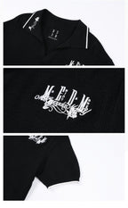 MEDM Rose Embroidered Waffle Knit Polo