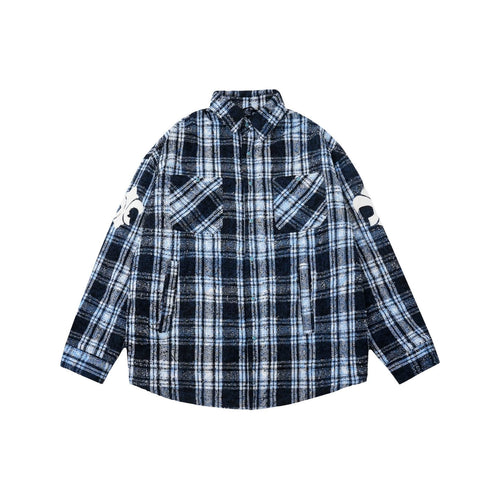 1807 Vintage Plaid 3D Patch Quilted Long Sleeve Shirt