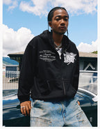 MEDM 3D Embroidered Angel Dove Zip Up Hoodie