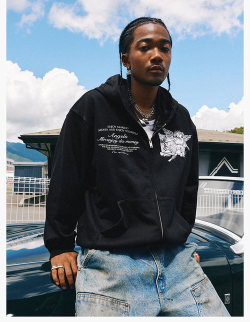 MEDM 3D Embroidered Angel Dove Zip Up Hoodie