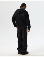 MEDM Hooded Cable Knit Zip Up Cardigan