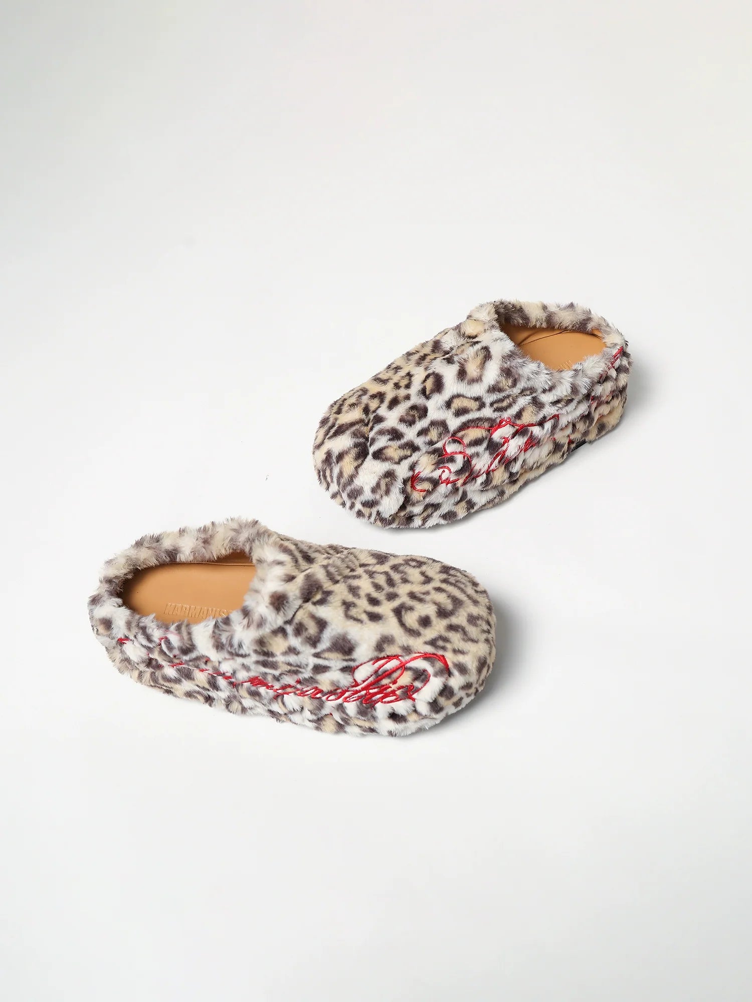 KARMANISTIC Leopard Fur Embroidered Slipper Clogs