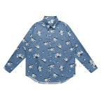EMPTY REFERENCE Rose Print Blue Long Sleeve Shirt