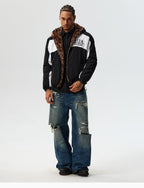 MEDM Reversible Leopard Fur Hooded Track Jacket