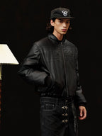 YADcrew Embossed PU Leather Down Jacket