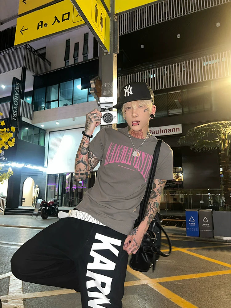 KARMANISTIC Letter Logo Print Slim Tee