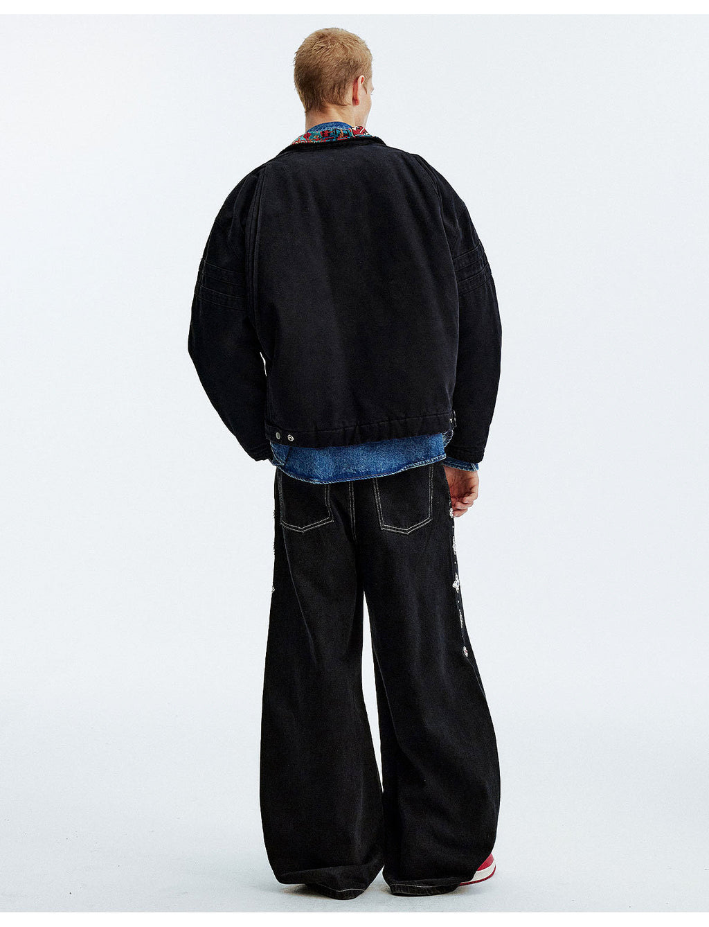MEDM Ethnic Collar Patch Pocket Quilted Lined Work Jacket