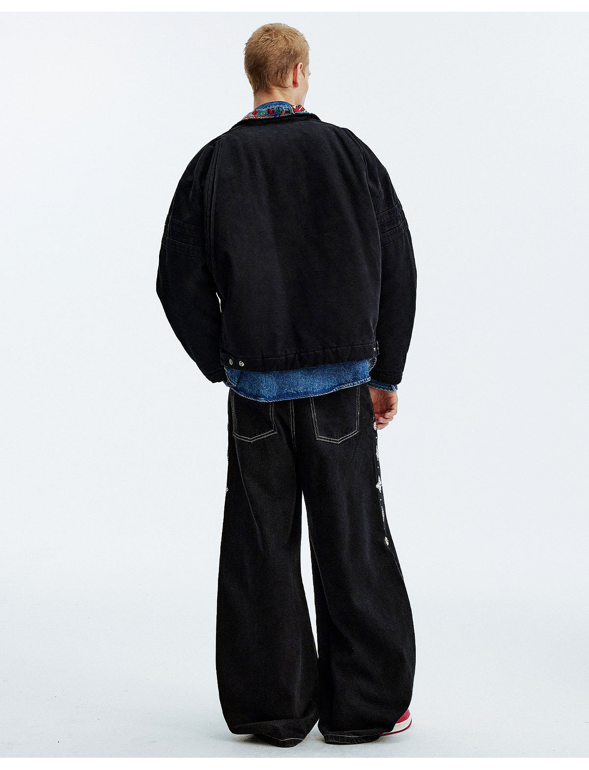 MEDM Ethnic Collar Patch Pocket Quilted Lined Work Jacket