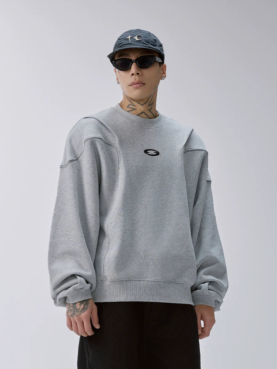 F2CE Pleated Splicing Embroidered Logo Sweatshirt