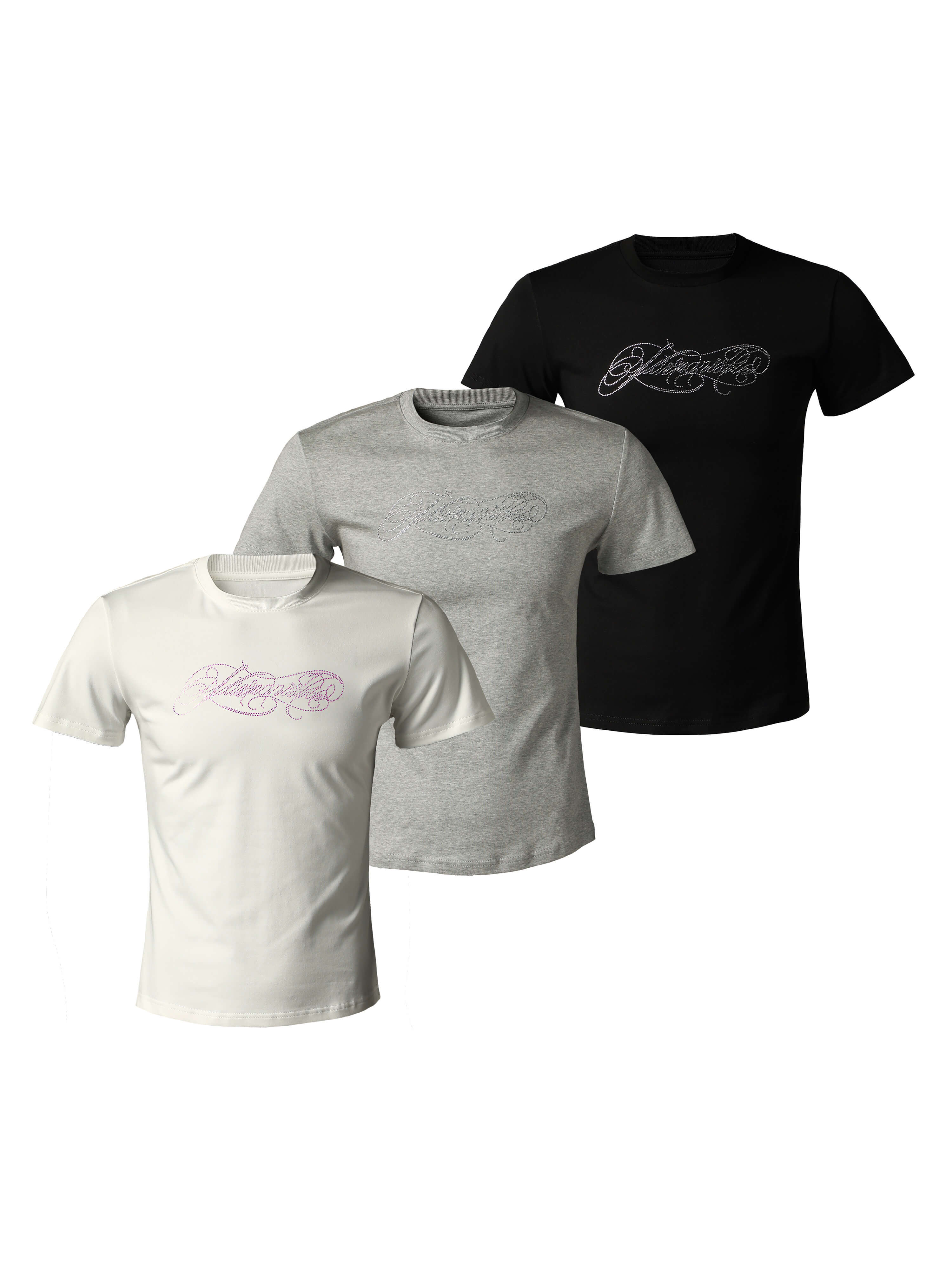 KARMANISTIC Rhinestone Logo Slim Fit Stretch Tee