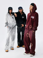 MEDM Washed Star All Over Print Zip Up Hoodie