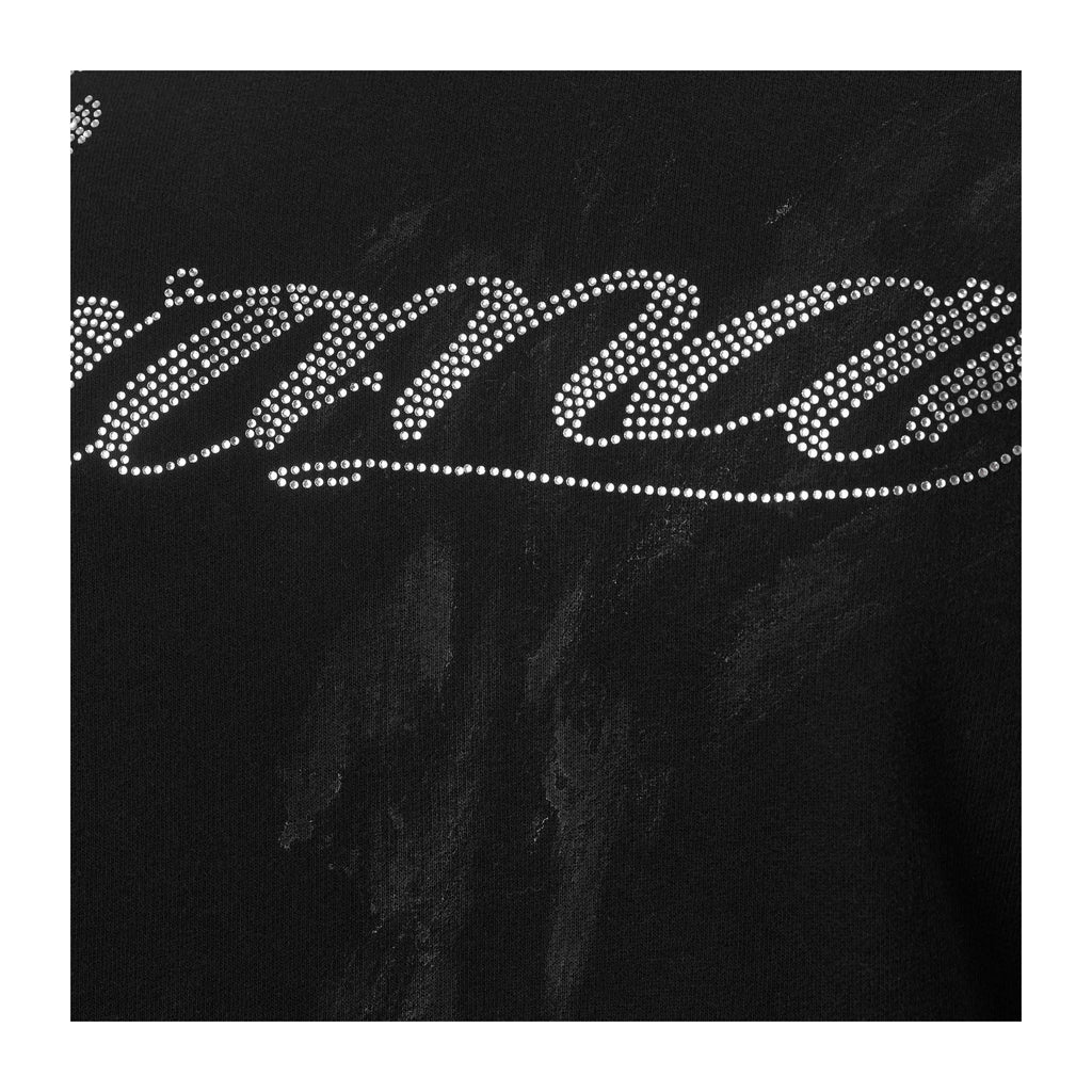 KARMANISTIC Rhinestone Logo Dirty Dye Zip Up Hoodie