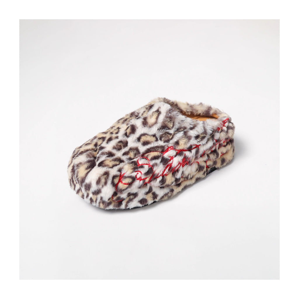 KARMANISTIC Leopard Fur Embroidered Slipper Clogs