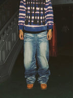 EVETS Dirty Wash Print Baggy Jeans