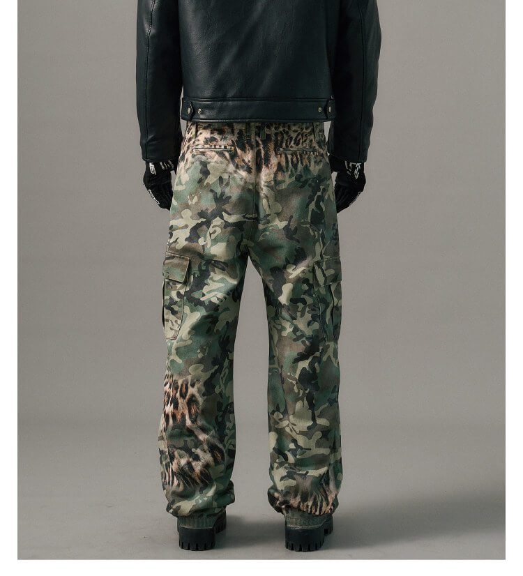 S45 Leopard Camouflage Print Cargo Pants