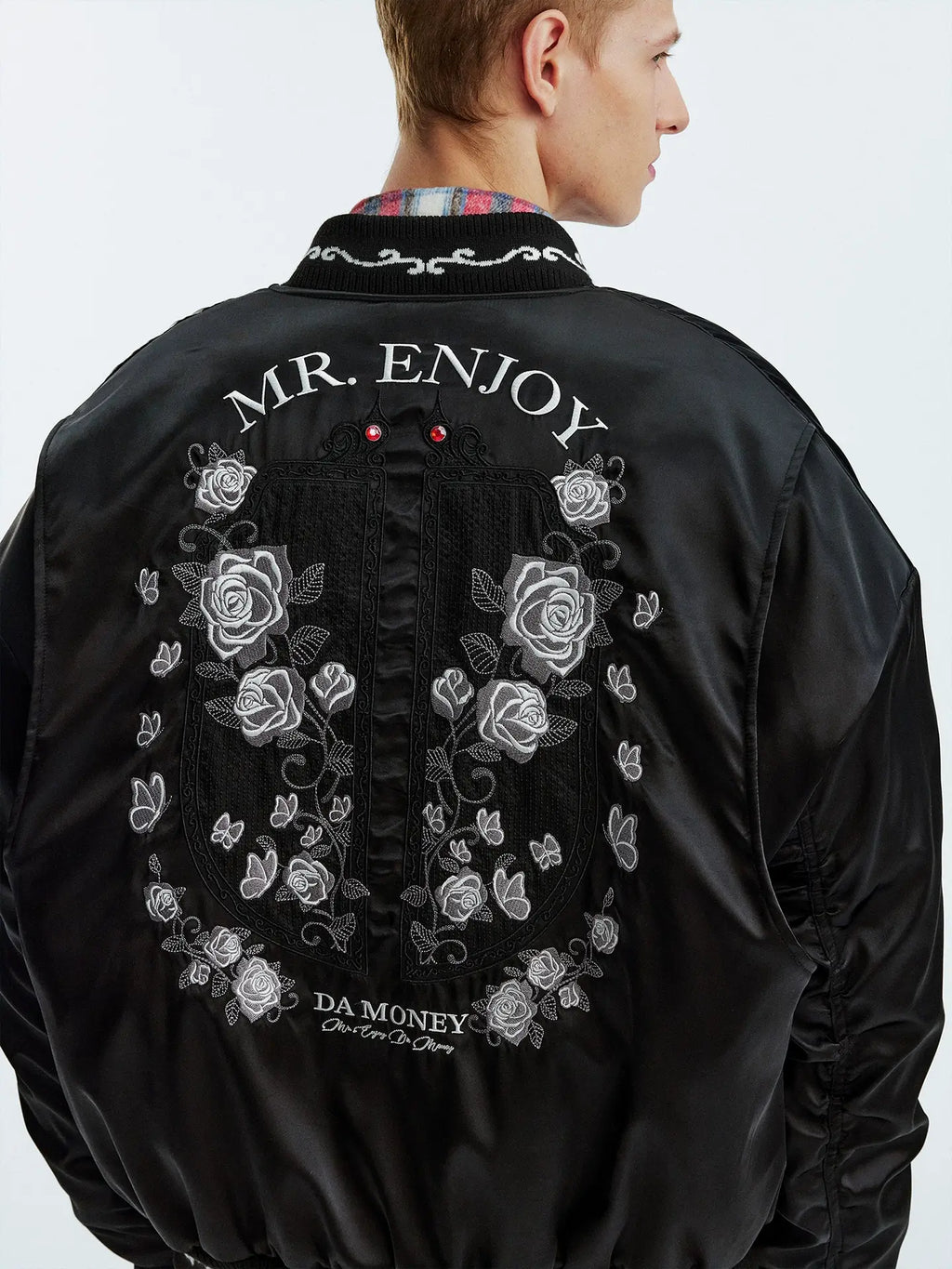 MEDM Rose Embroidered Gemstone MA-1 Bomber Jacket