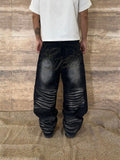 EVETS Whisker Washed Faded Baggy Jeans