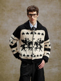 YADcrew Star Horse Angel Jacquard Knit Cowichan Cardigan