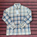 Vale Forever Blue Plaid Rhinestone Embellished Vintage Wash Long-Sleeve Button-Up