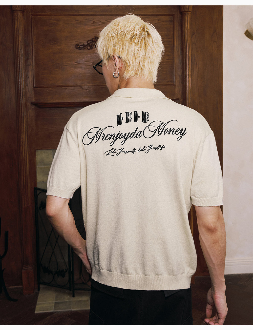 MEDM Handwriting Embroidery Knit Polo