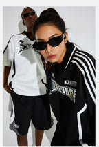 DICETINY Floral Logo Print Soccer Jersey Polo Shirt