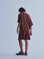 LIBERAFIT V Neck Ribbed Knit Short Sleeve Sweater