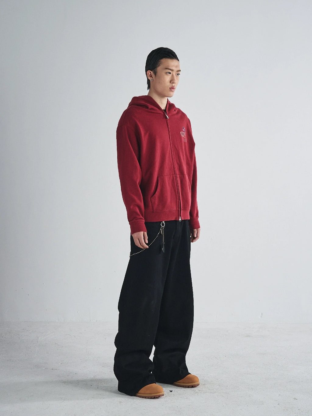 RUSURE Vintage Print Zip Up Hoodie