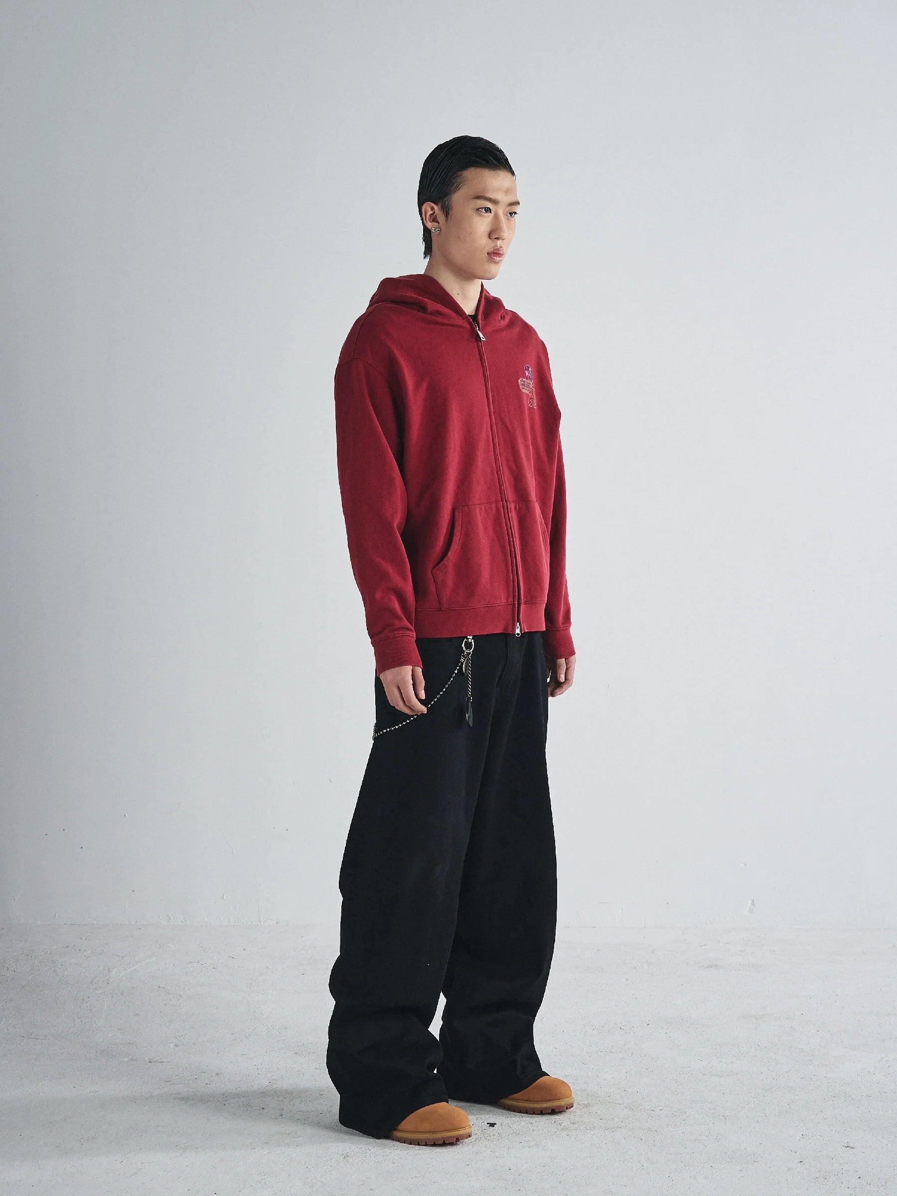 RUSURE Vintage Print Zip Up Hoodie