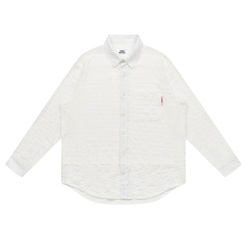 EMPTY REFERENCE Lace Patchwork Long Sleeve Shirt