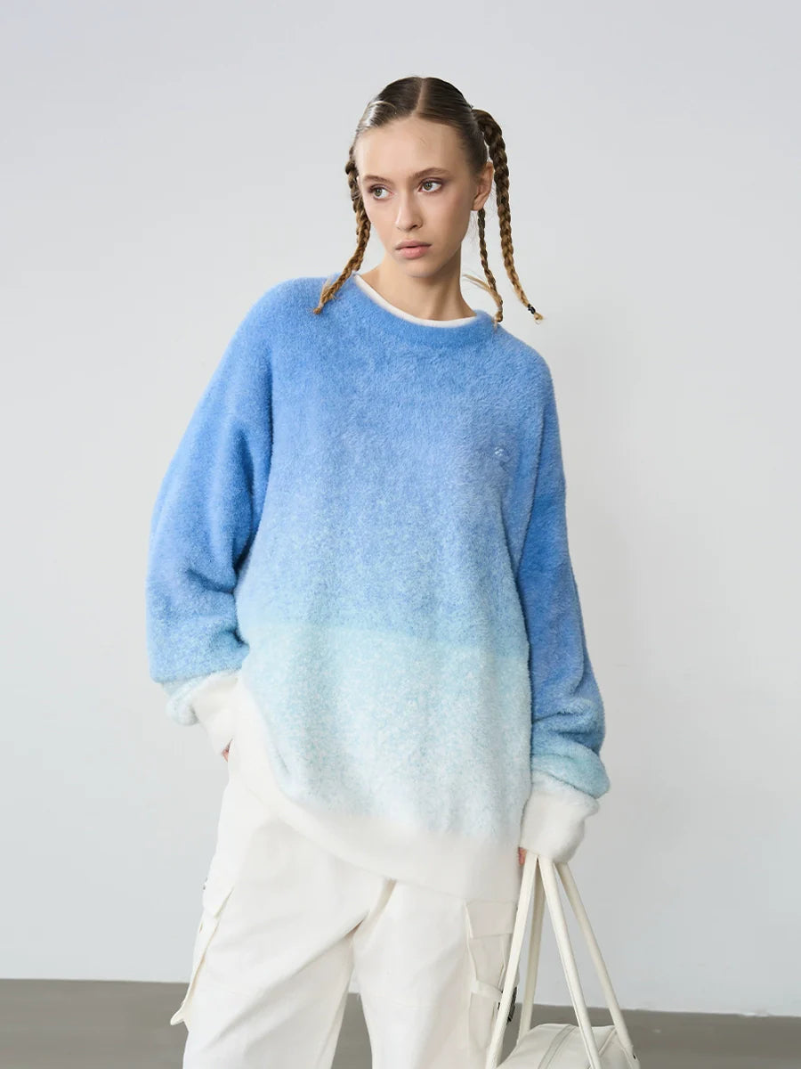 Harsh and Cruel Embroidered Logo Gradient Knit Sweater