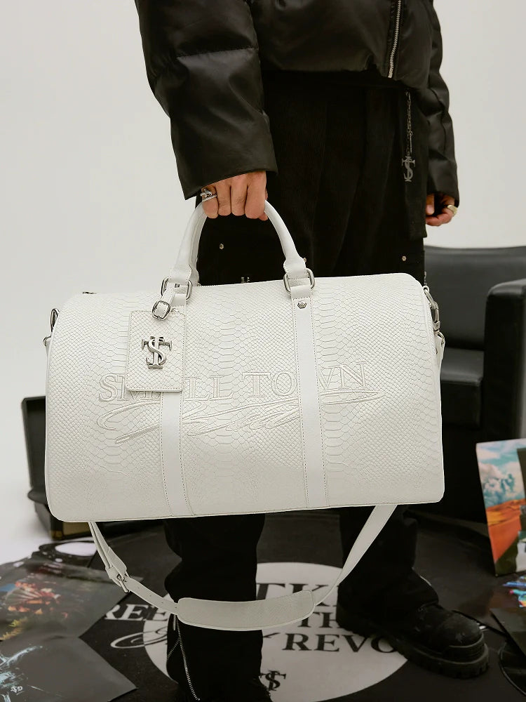 Small Town Kid Snake Pattern Leather Weekender Bag