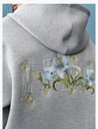 MEDM Floral Embroidery Air Layer Zip-Up Hoodie