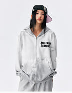 MEDM Washed Star All Over Print Zip Up Hoodie