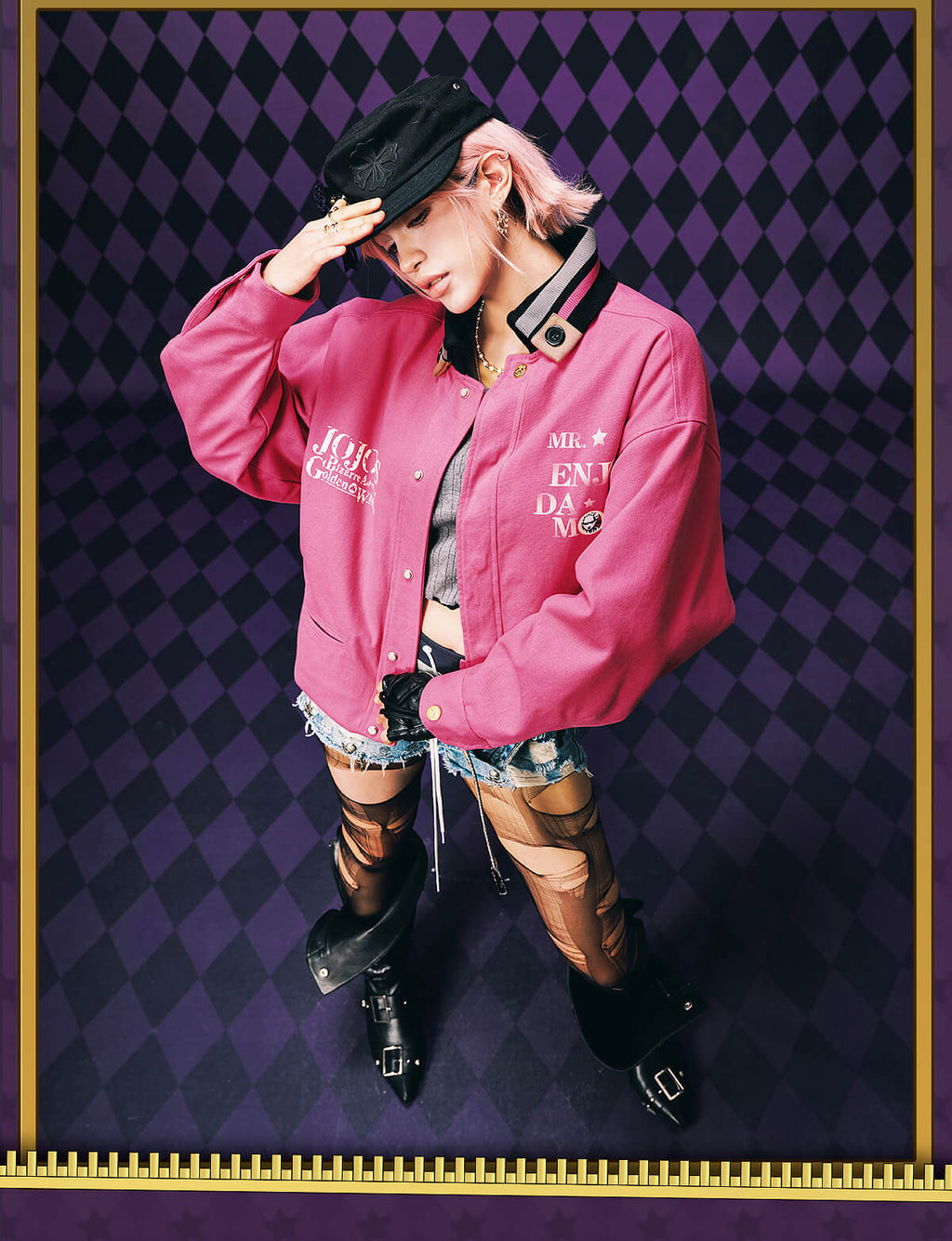 MEDM × JOJO Diamond Plaid Quilted Work Jacket