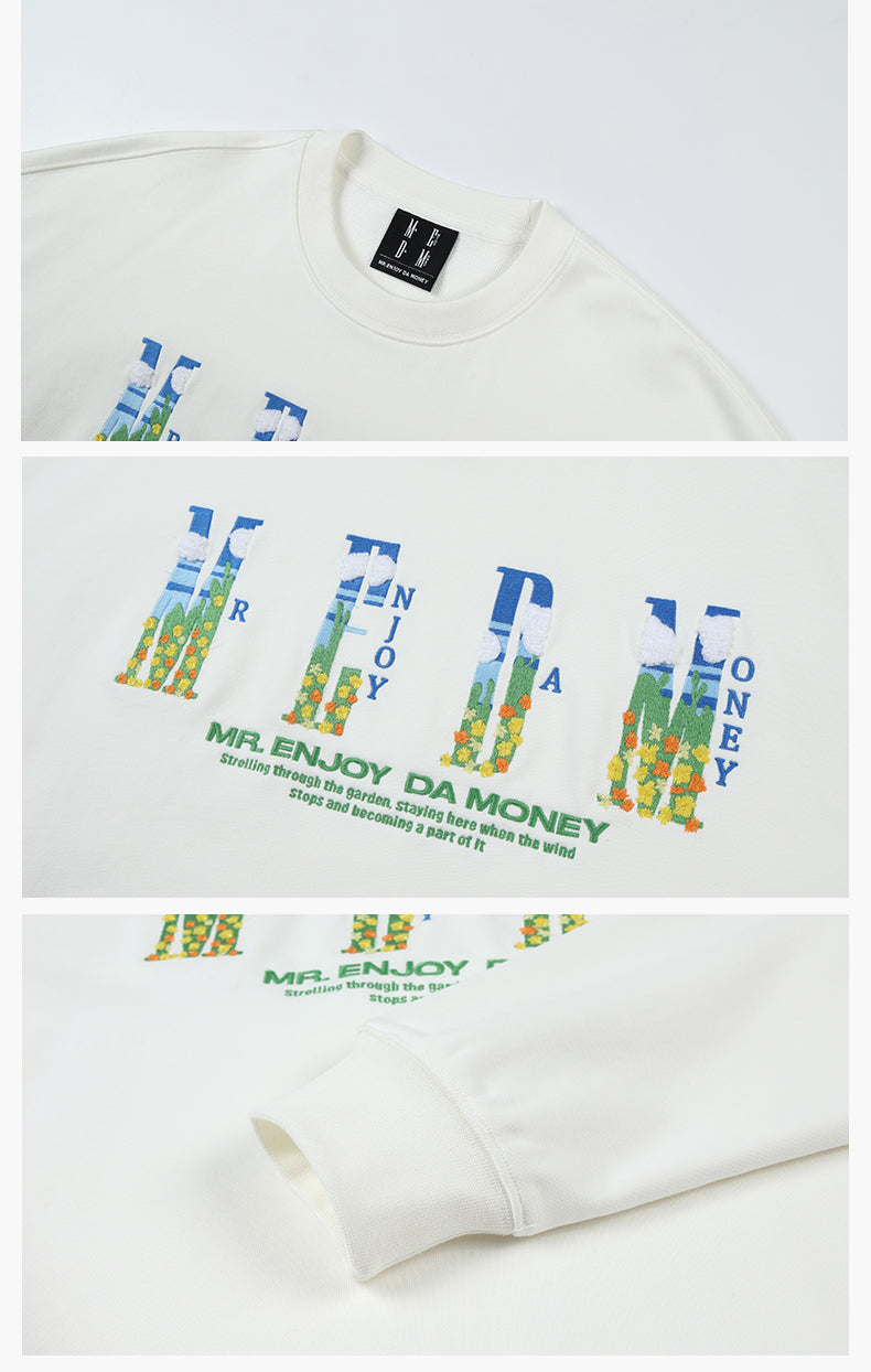 MEDM Blue Sky & Small Grass Embroidered Logo Sweatshirt